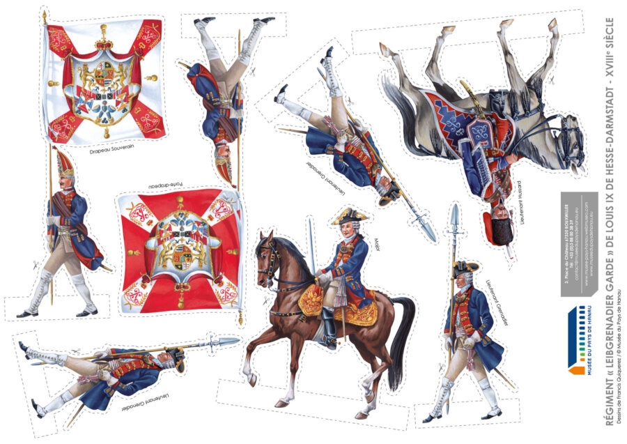 Planches soldats de carte, parade militaire Louis IX de Hesse-Darmstadt