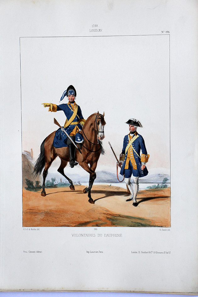 Volontaires de Dauphiné - Uniformes Louis XV - 1758- Planche 191 - Alfred de Marbot