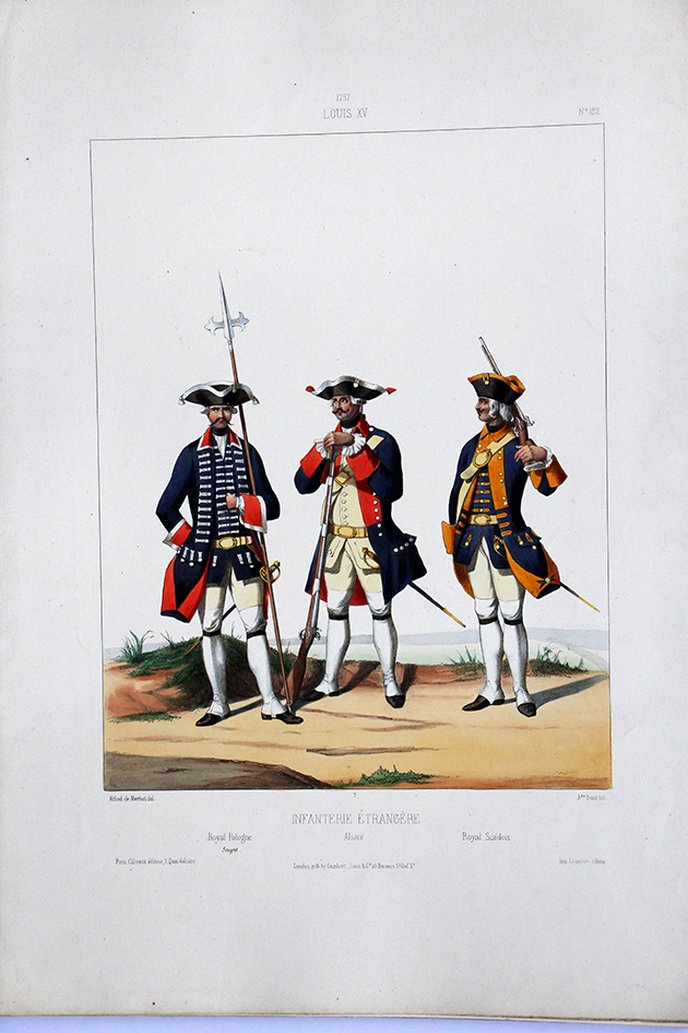 Infanterie Etrangère - Pologne/Alsace/Suedois - Uniformes Louis XV - 1757- Planche 182 - Alfred de Marbot