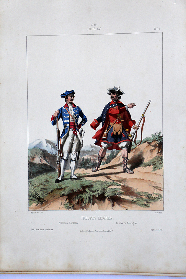 Troupes Légères Cantabre/Montagne- Uniformes Louis XV - 1745- Planche 170- Alfred de Marbot