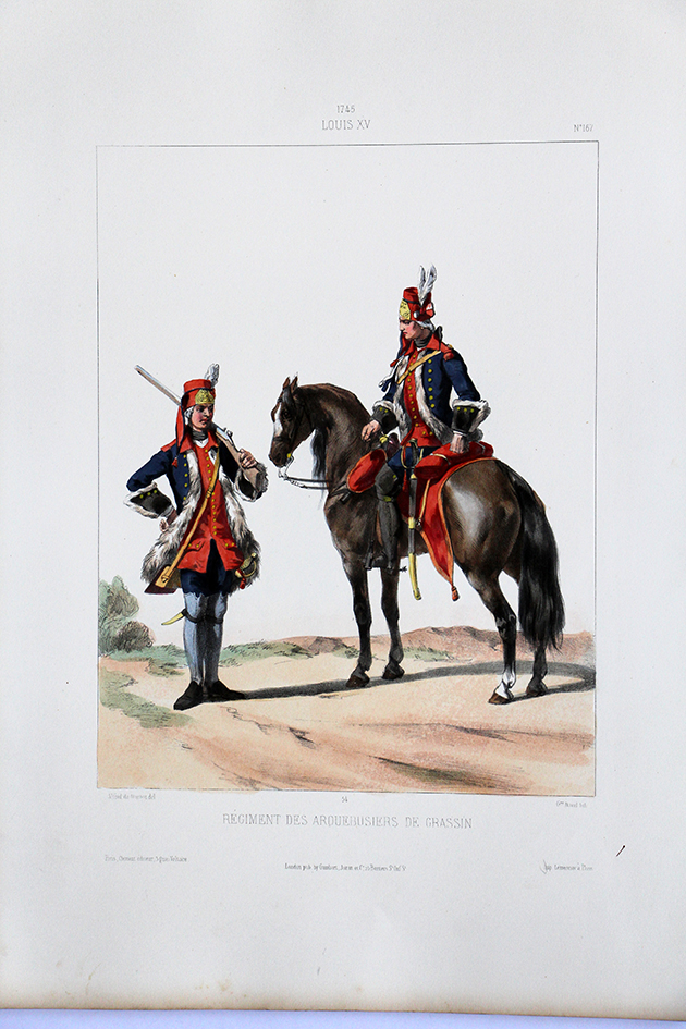 Régiment des Arquebusiers de Grassin - Uniformes Louis XVI - 1745- Planche 167- Alfred de Marbot