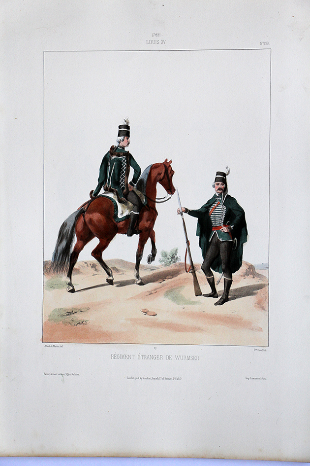 Régiment Etranger de Wurmser - Uniformes Louis XVI - 1762 - Planche 199- Alfred de Marbot