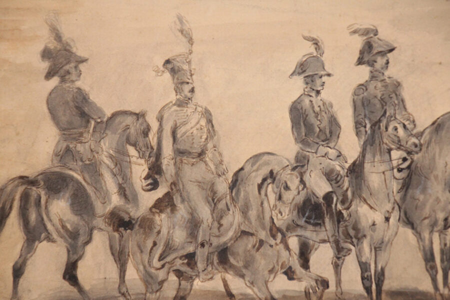 Peinture Etat major sur le champs de bataille – XIX siècle – Auteur inconnu