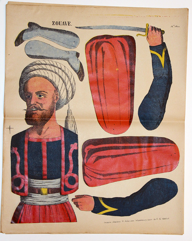 Planche imagerie Wissembourg Guerre Armée Française Uniforme Zouaves Pantin