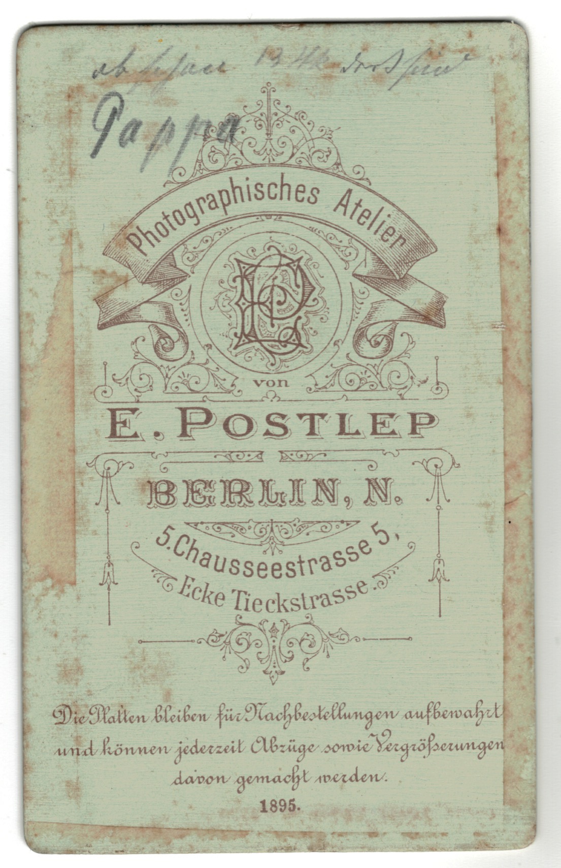 CDV Soldat Prussien 1895 - Berlin - rehaussée en couleur