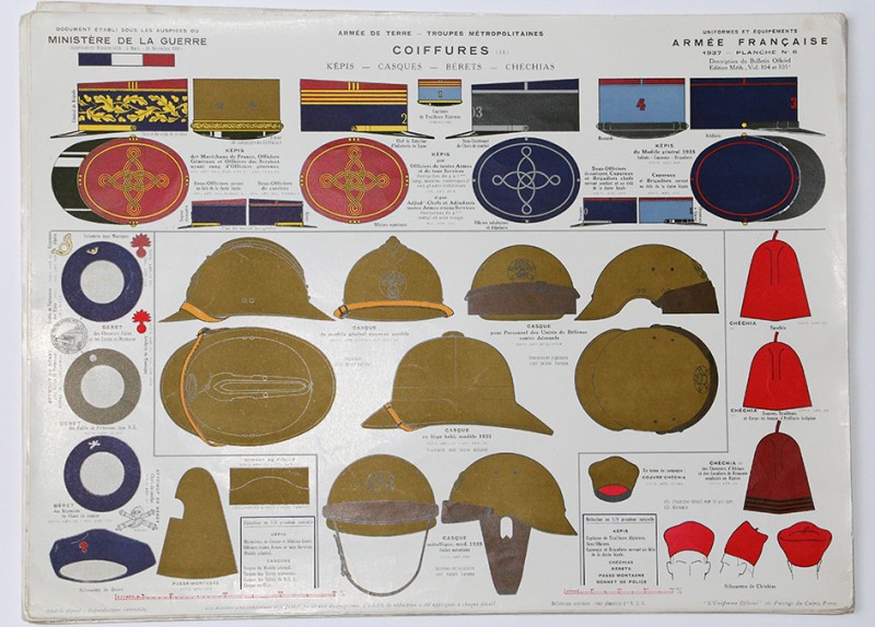 Planches sur les uniformes de l'armée Française avant Seconde Guerre Mondiale