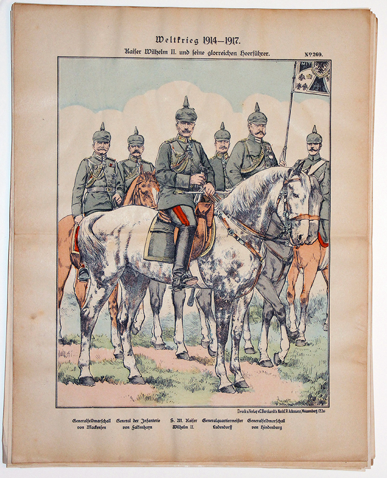 Planche imagerie Wissembourg Guerre 14/18 Etat Major Prussien Kaiser en campagne