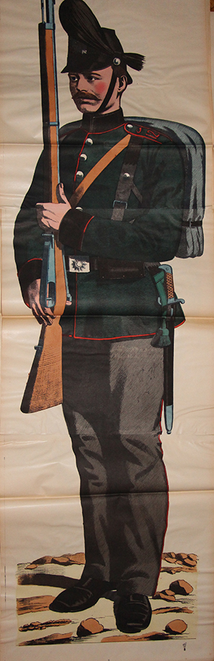 Grande planche dépliante Wissembourg Chasseur Prussien Uniforme Guerre