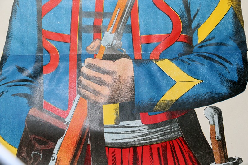 Grande planche dépliante Wissembourg Zouave Uniforme France Guerre 1870