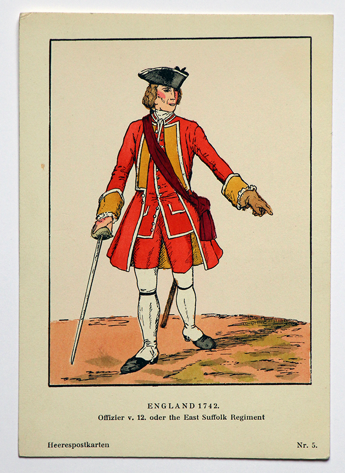 Heerespostkarten - England 1742 - Officier East Suffolk Régiment - Illustration Schäfer