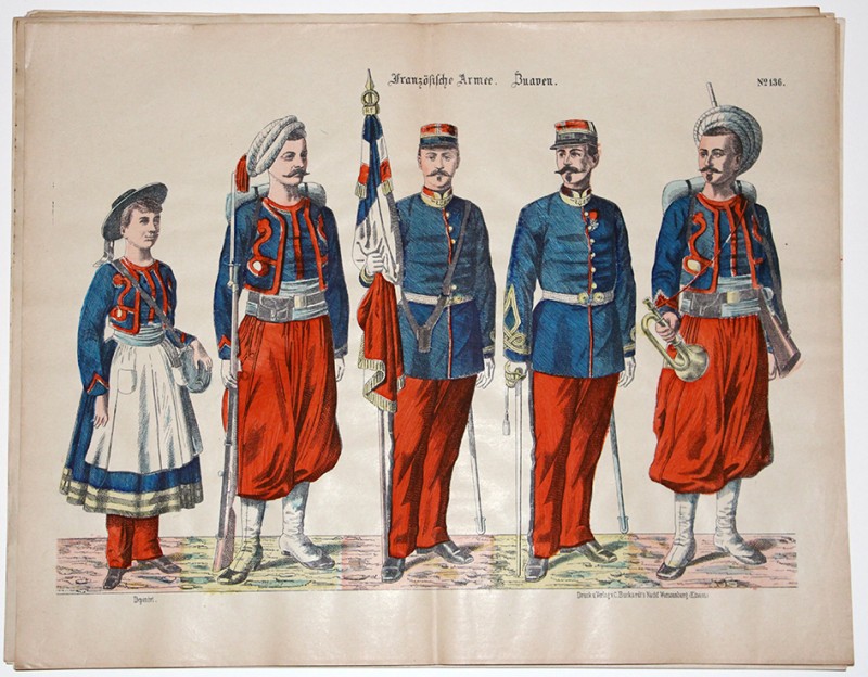 Planche imagerie Wissembourg Armée Française Infanterie Uniforme Zouaves