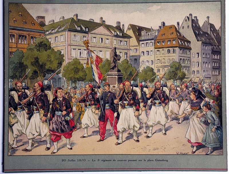 Calendrier Imprimerie Alsacienne - Huen Victor - Zouaves partant pour le combat 1870.