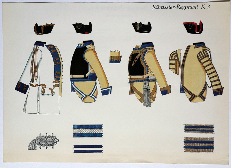 Lot de 18 planches Heere der Vergangenheit - Olmes - Uniforme Soldaten Friedrichs des Grossen - Cuirassiers