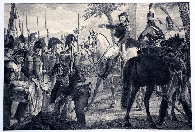 Gravure Lithographie - Kléber à la bataille d'Héliopolis - Campagne d'Egypte - XIX Siècle