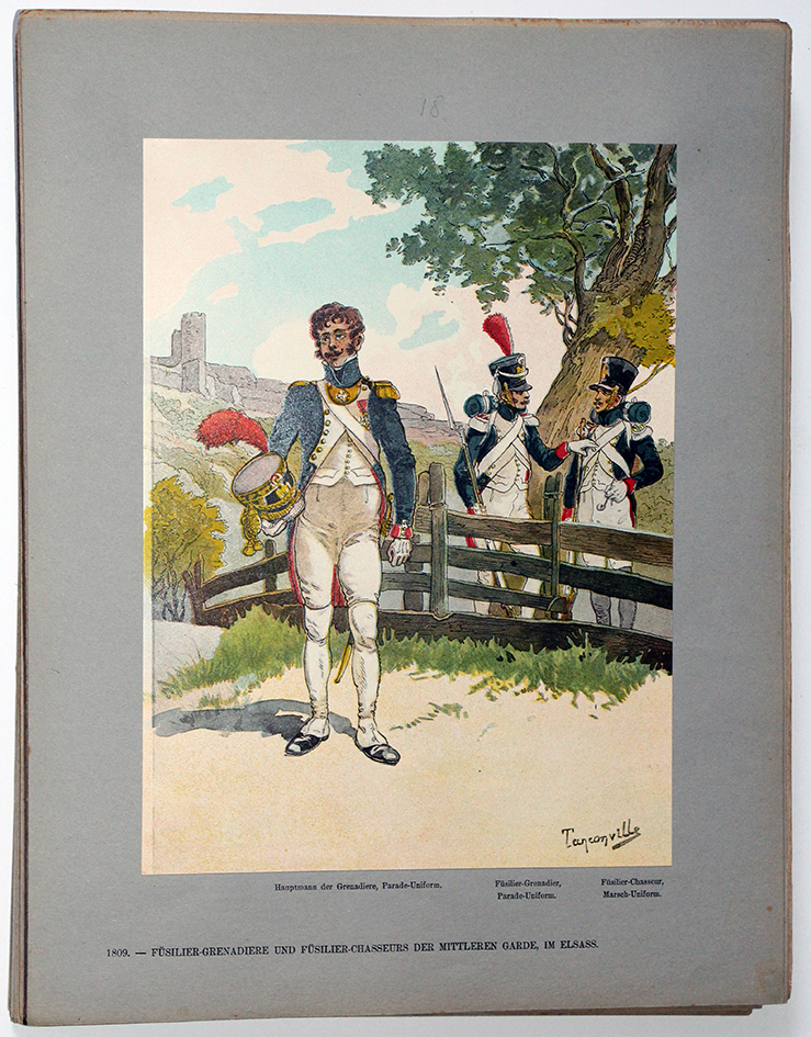 Les garnisons d'Alsace - Gravure Tanconville - Fusilier Grenadier et Fusilier Chasseur - Moyenne Garde 1809