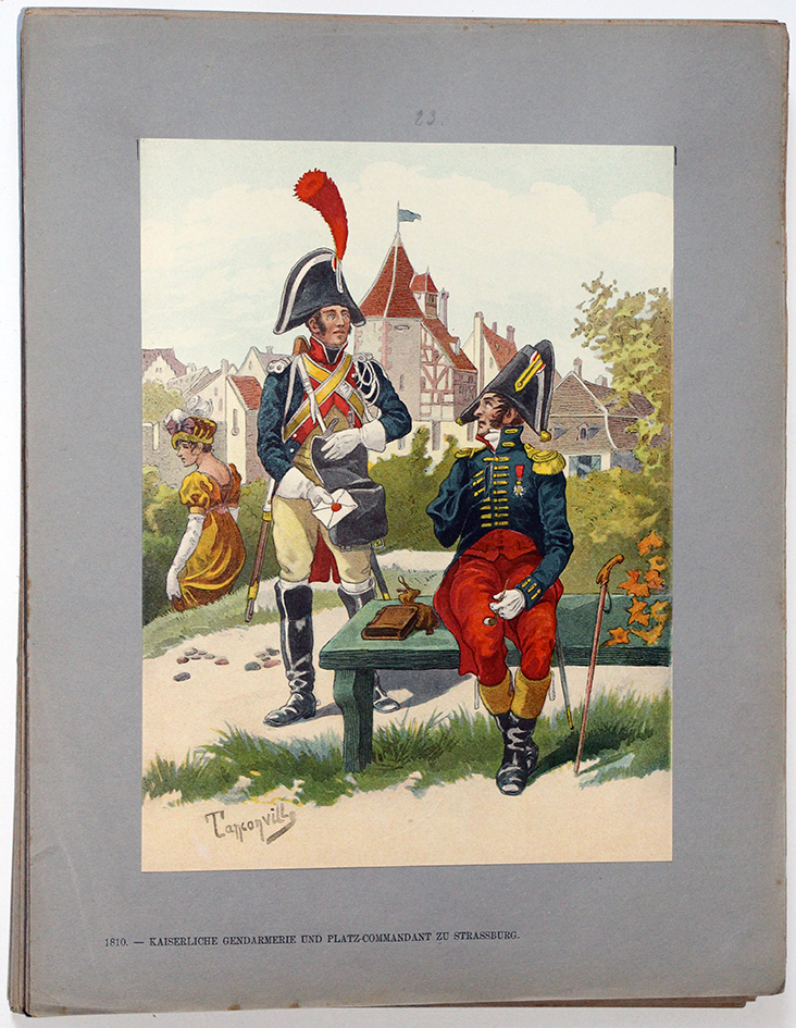 Les garnisons d'Alsace - Gravure Tanconville - Gendarmerie à Pied 1810