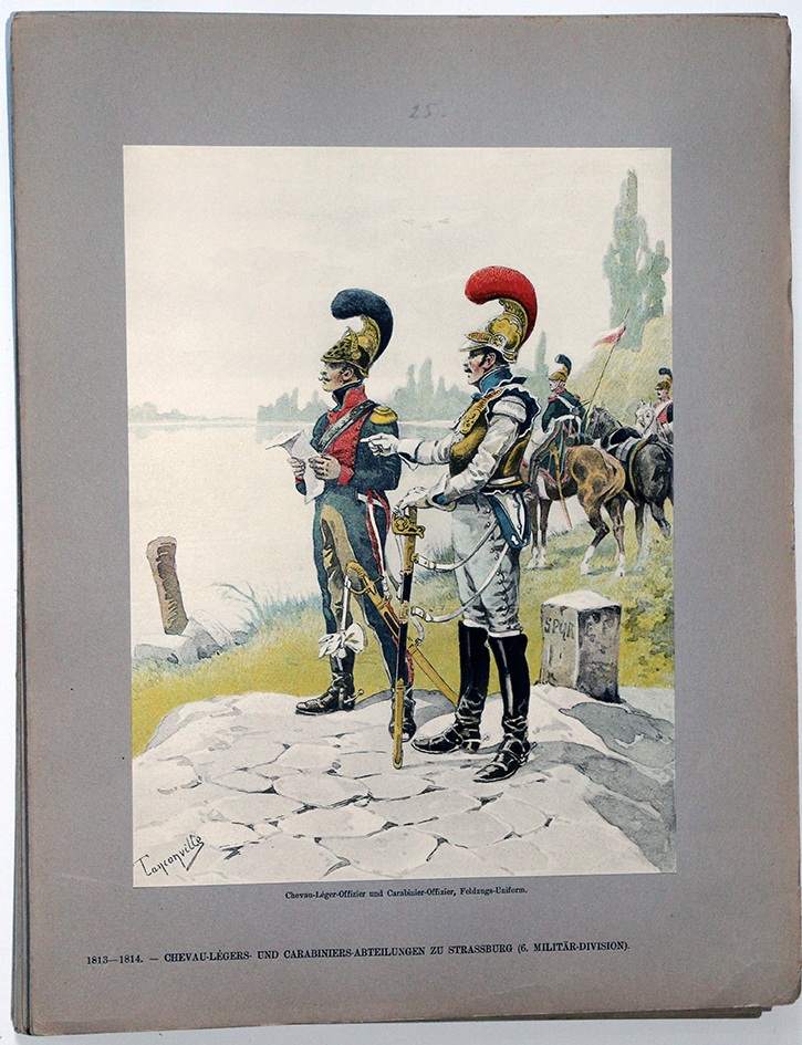 Les garnisons d'Alsace - Gravure Tanconville - Chevau-legers et Carabiniers 1813/1814