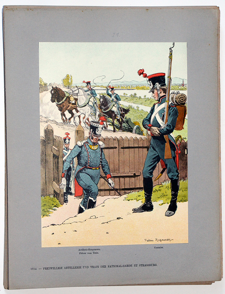 Les garnisons d'Alsace - Gravure Frédéric Regamey - Artillerie de la Garde Nationale 1814