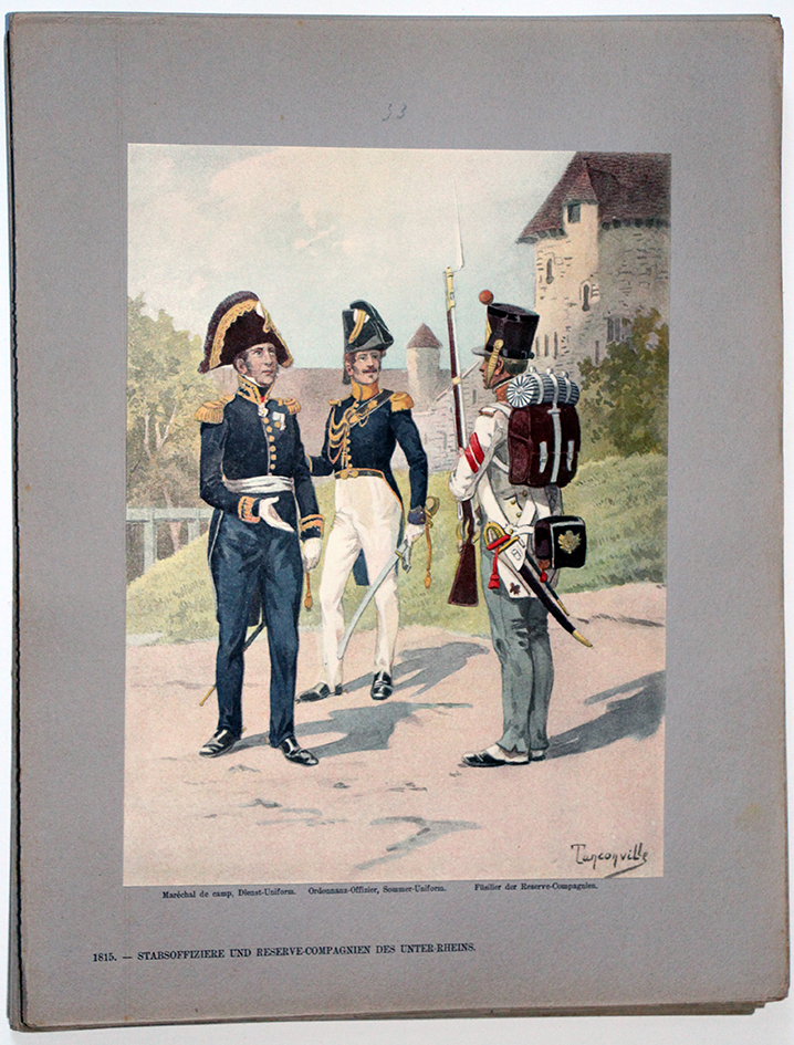 Les garnisons d'Alsace - Gravure Tanconville - Officier d'état major - Compagnie de réserve 1815