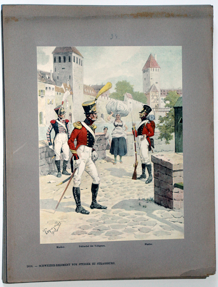 Les garnisons d'Alsace - Gravure Tanconville - Régiment Suisse de Steiger 1818