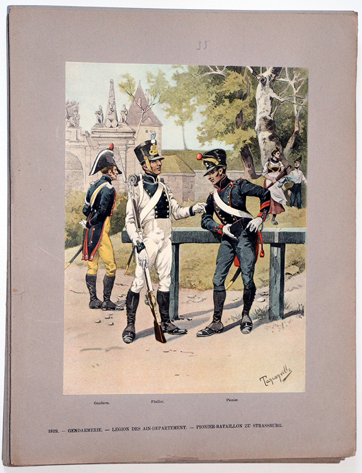 Les garnisons d'Alsace - Gravure Tanconville - Légion départementale et bataillon de pionnier 1819