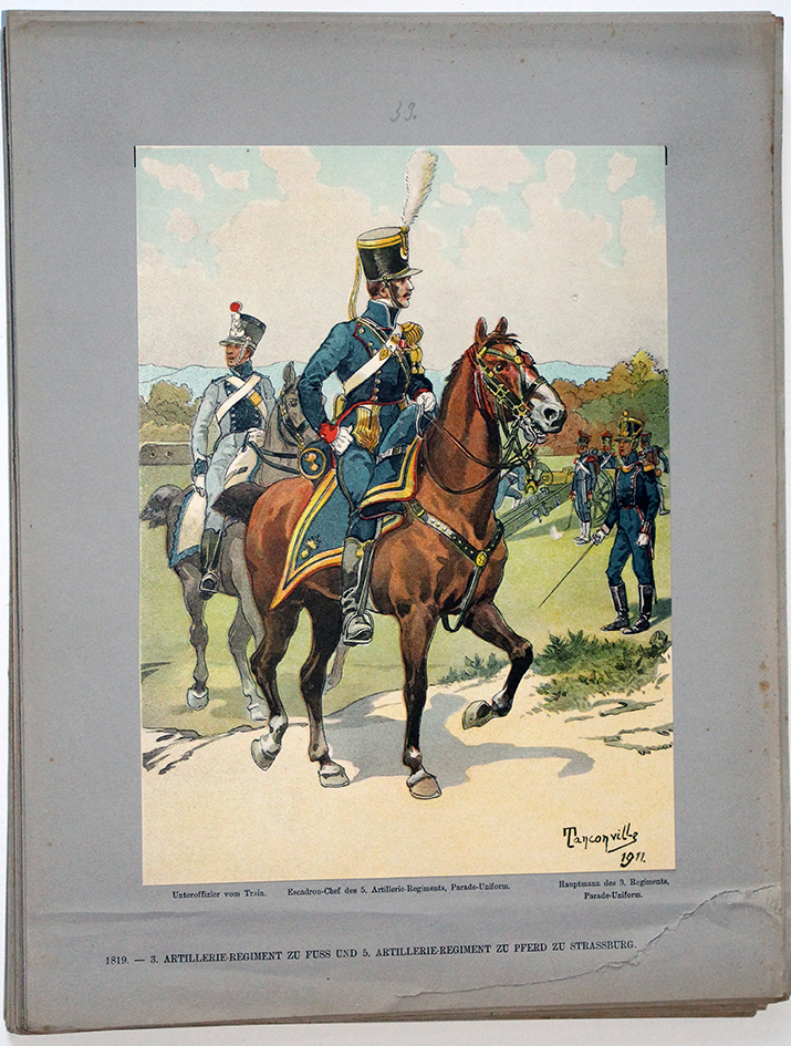 Les garnisons d'Alsace - Gravure Tanconville - Artillerie à Cheval 1819