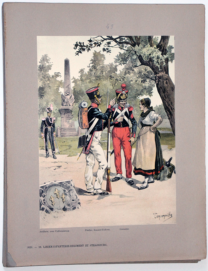 Les garnisons d'Alsace - Gravure Régamey - Infanterie De Ligne 1829