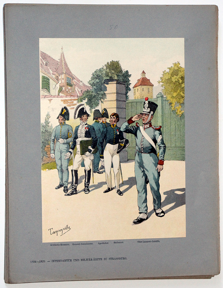 Les garnisons d'Alsace - Gravure Tanconville - Intendant et Médecin Militaire 1824/1829