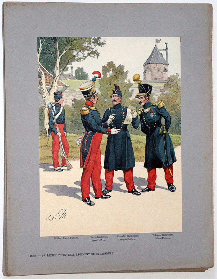 Les garnisons d'Alsace - Gravure Tanconville - Infanterie de Ligne 1823