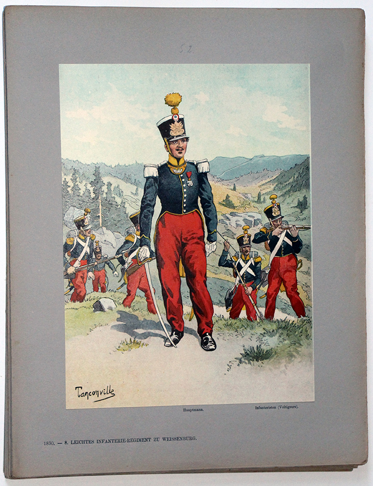 Les garnisons d'Alsace - Gravure Tanconville - Infanterie Légère 1830