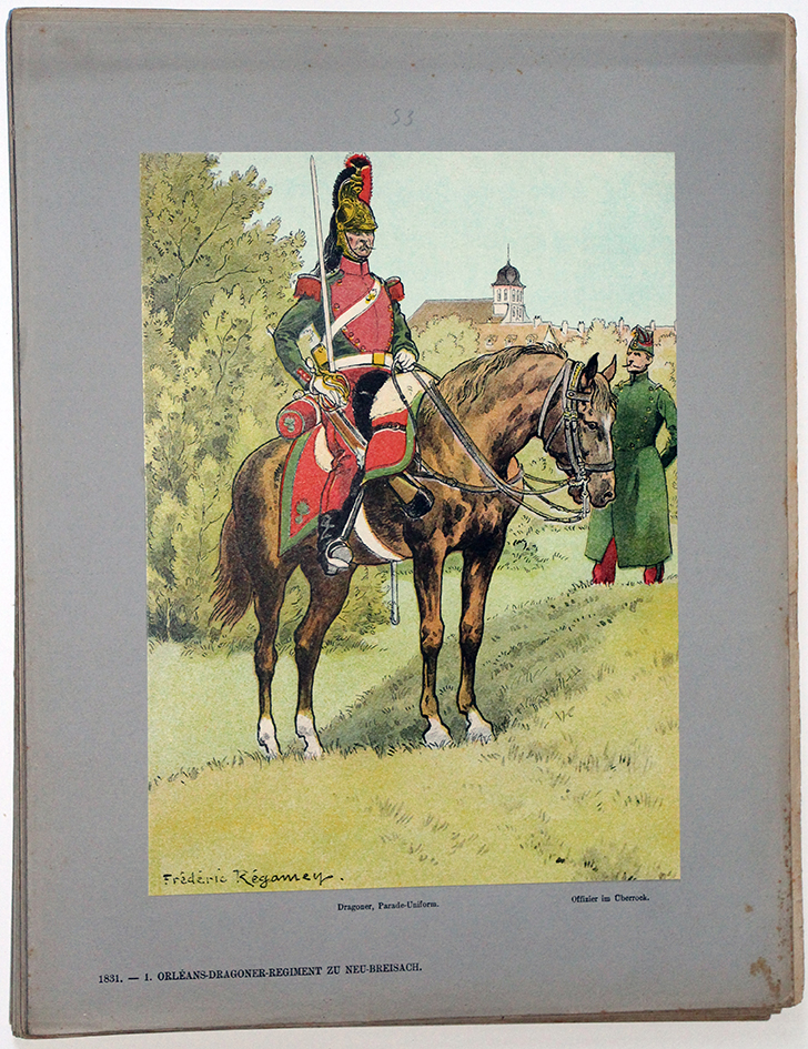 Les garnisons d'Alsace - Gravure Régamey - Dragons à cheval 1831