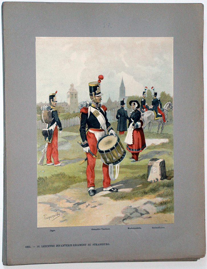Les garnisons d'Alsace - Gravure Tanconville - Infanterie Légère 1835