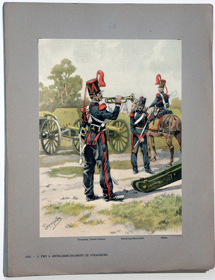 Les garnisons d'Alsace - Gravure Tanconville - Artillerie Régiment 1835