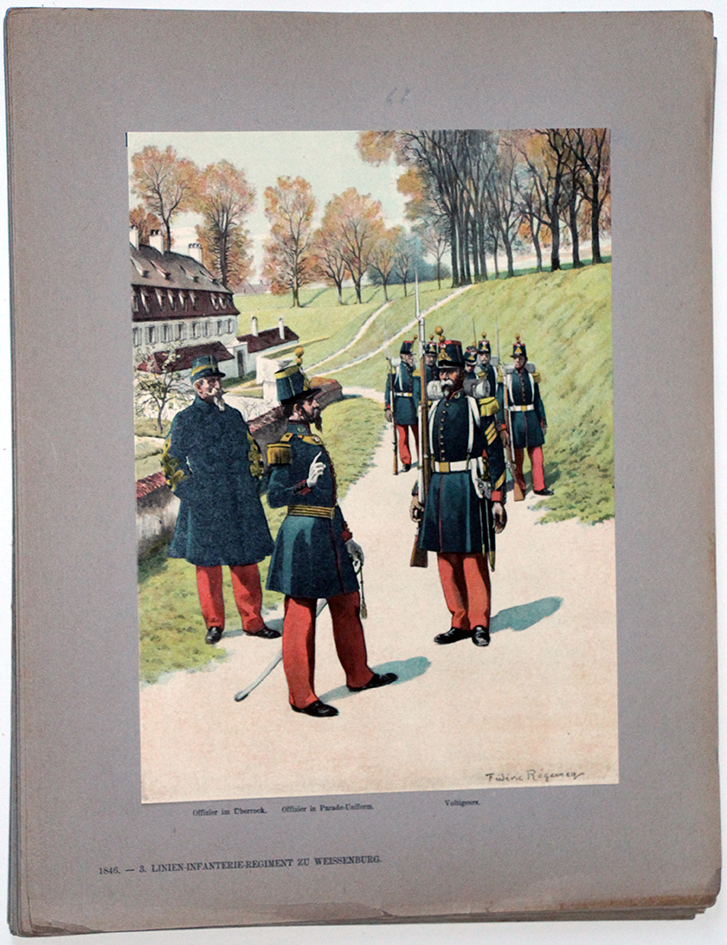 Les garnisons d'Alsace - Gravure Regamey - Infanterie de Ligne 1845