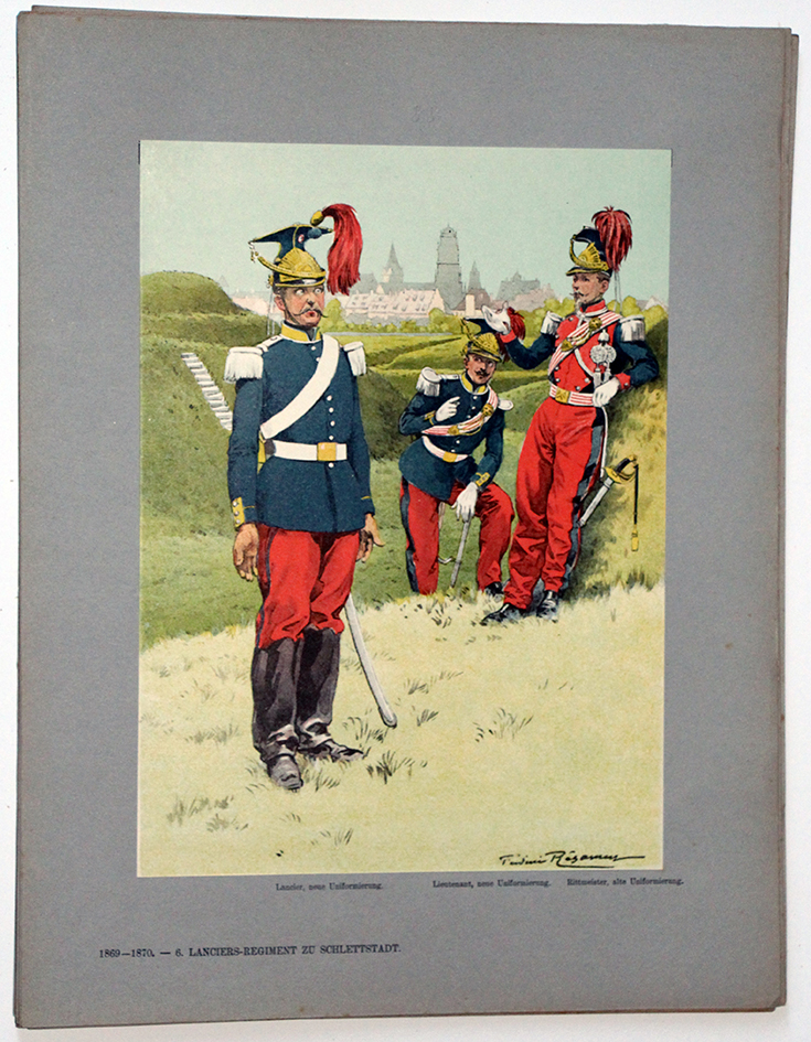 Les garnisons d'Alsace - Gravure Regamey - 6eme Lancier 1869/1870