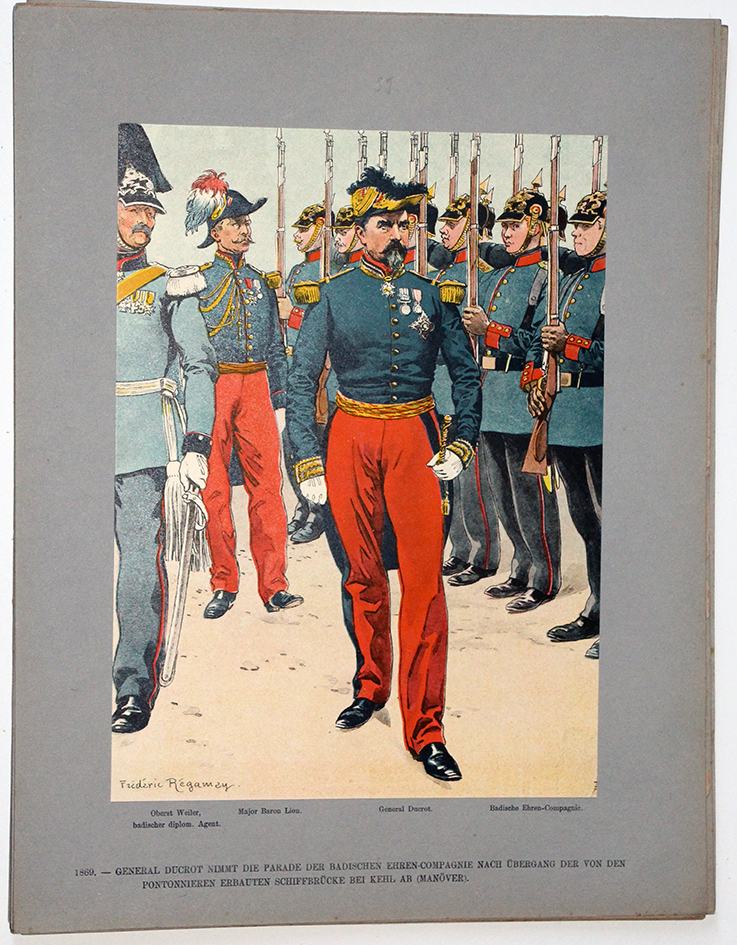 Les garnisons d'Alsace - Gravure Regamey - Général Ducrot Strasbourg 1869