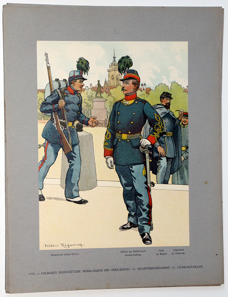 Les garnisons d'Alsace - Gravure Regamey - Garde Mobile de Colmar 1870