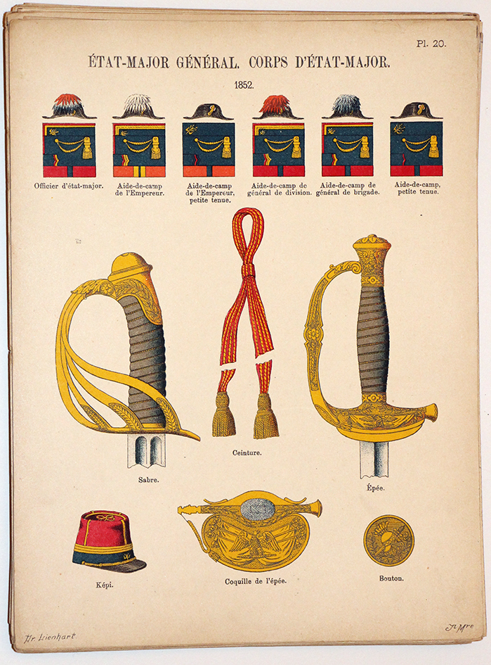 Lienhardt et Humbert - Uniformes de l'armée Française - TIII - Planche 20 - État Major Général 1852