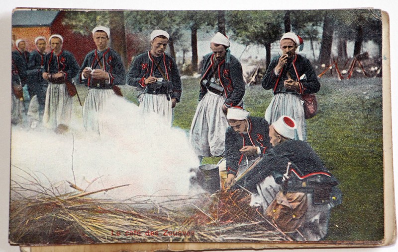 Lot de 3 cartes postales Zouaves en campagne - Carte 1890 - La popote