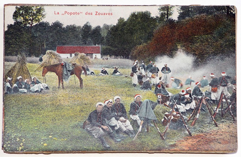 Lot de 3 cartes postales Zouaves en campagne - Carte 1890 - La popote