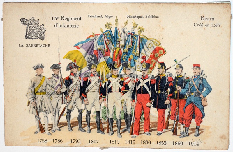 2 Cartes Sabretache Historique Régiment - 5e Régiment de Chasseurs - 15 Régiment d'infanterie.