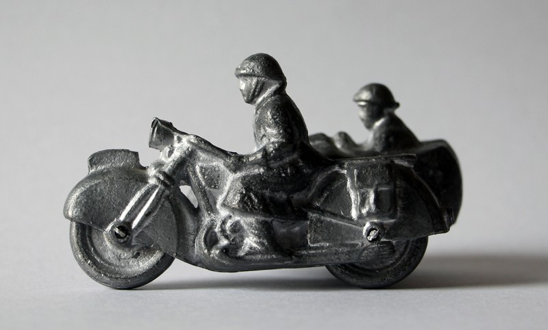 Figurines Ancienne Side Car Armée Française Plomb Plein