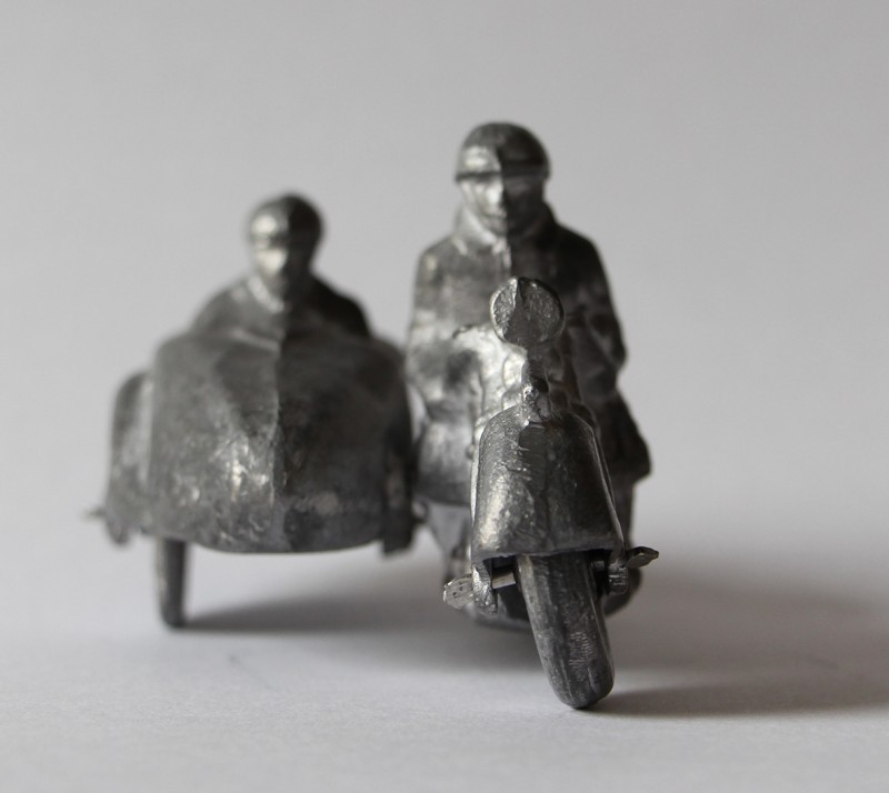 Figurines Ancienne Side Car Armée Française Plomb Plein