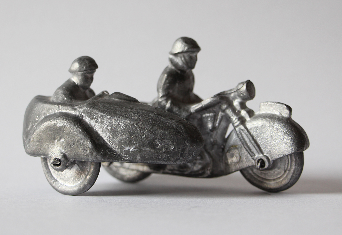 Figurines Ancienne Side Car Armée Française Plomb Plein