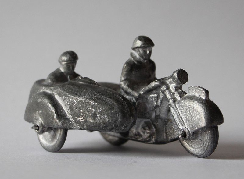 Figurines Ancienne Side Car Armée Française Plomb Plein