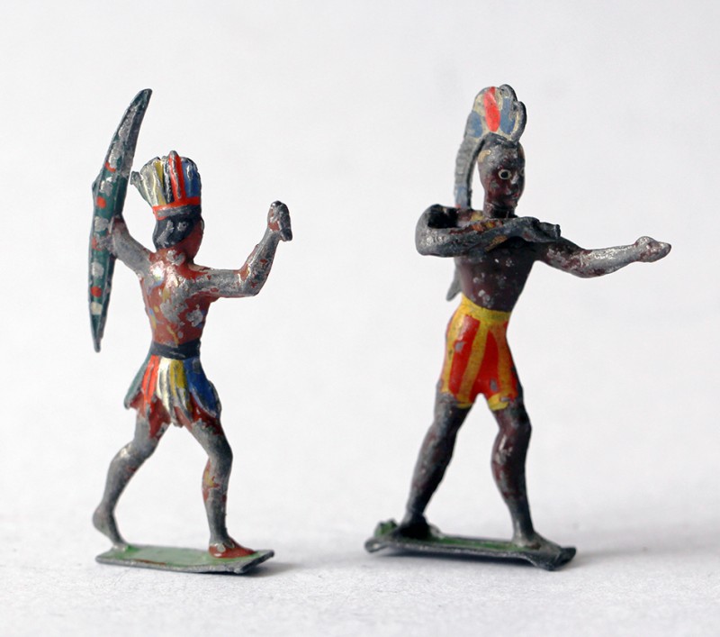 Figurines Plomb Ancien Indien Amérique Peints