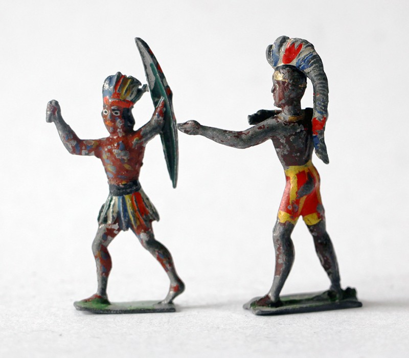 Figurines Plomb Ancien Indien Amérique Peints