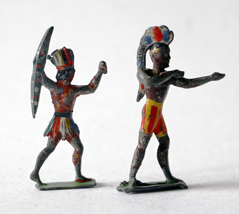 Figurines Plomb Ancien Indien Amérique Peints