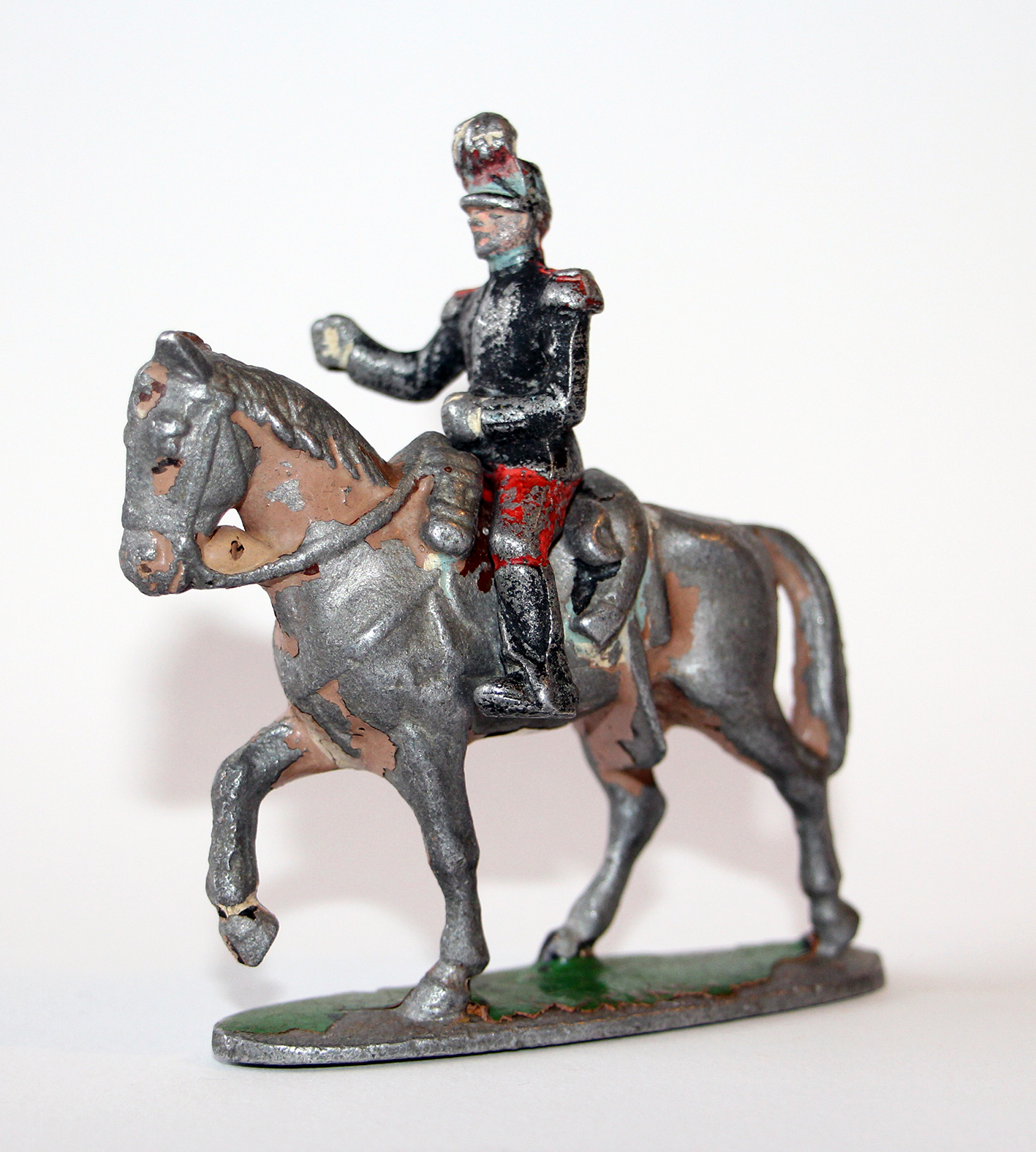 Figurine Quiralu ancienne Cavalier Saint Cyr Ecole militaire 1940 Porte Drapeau