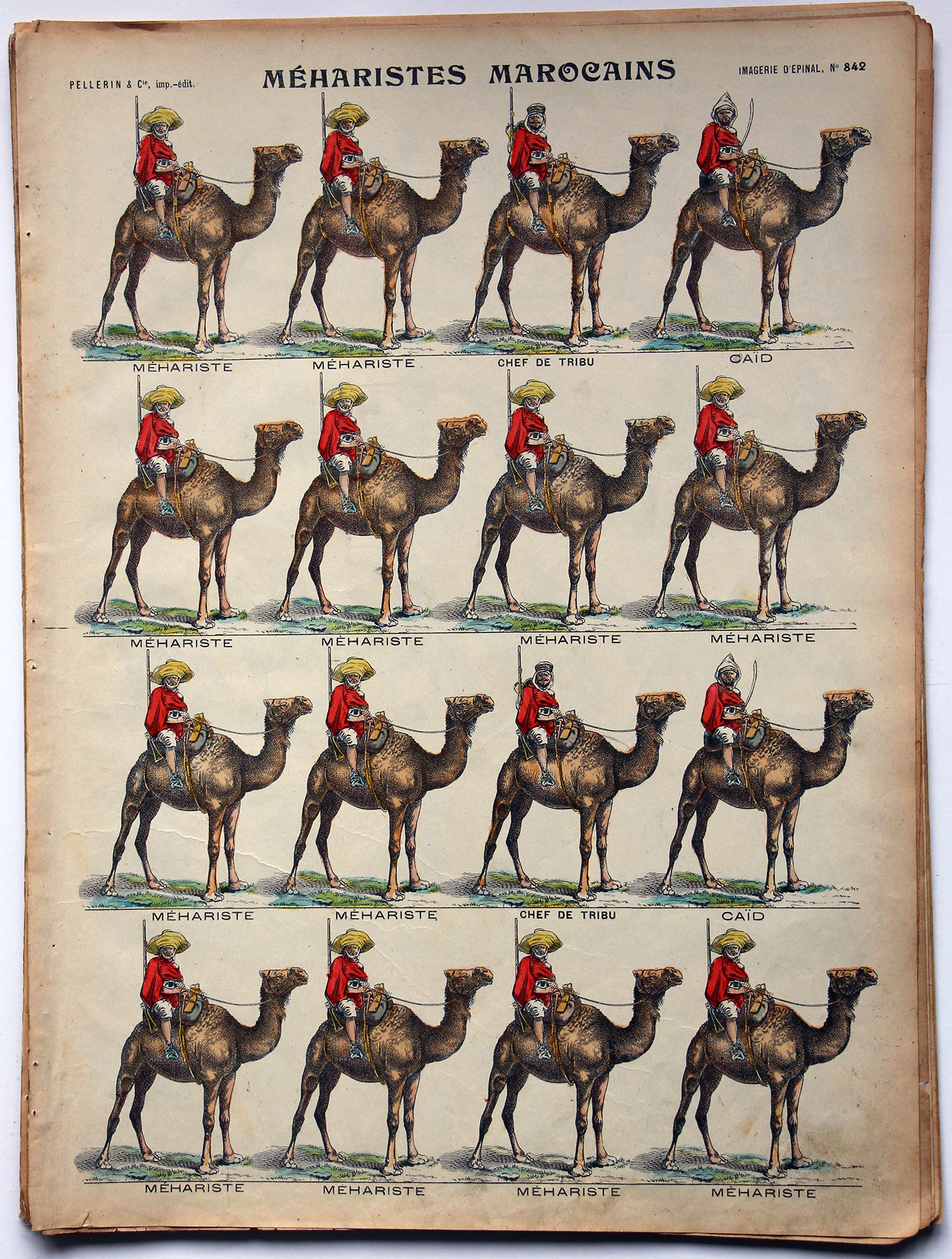 Planche imagerie Epinal - Pellerin Editeur - N°842 - Méharistes Marocains